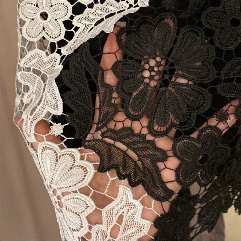Alice + Olivia Elegant Black and White Lace Dress, US4 - Picture 6 of 11